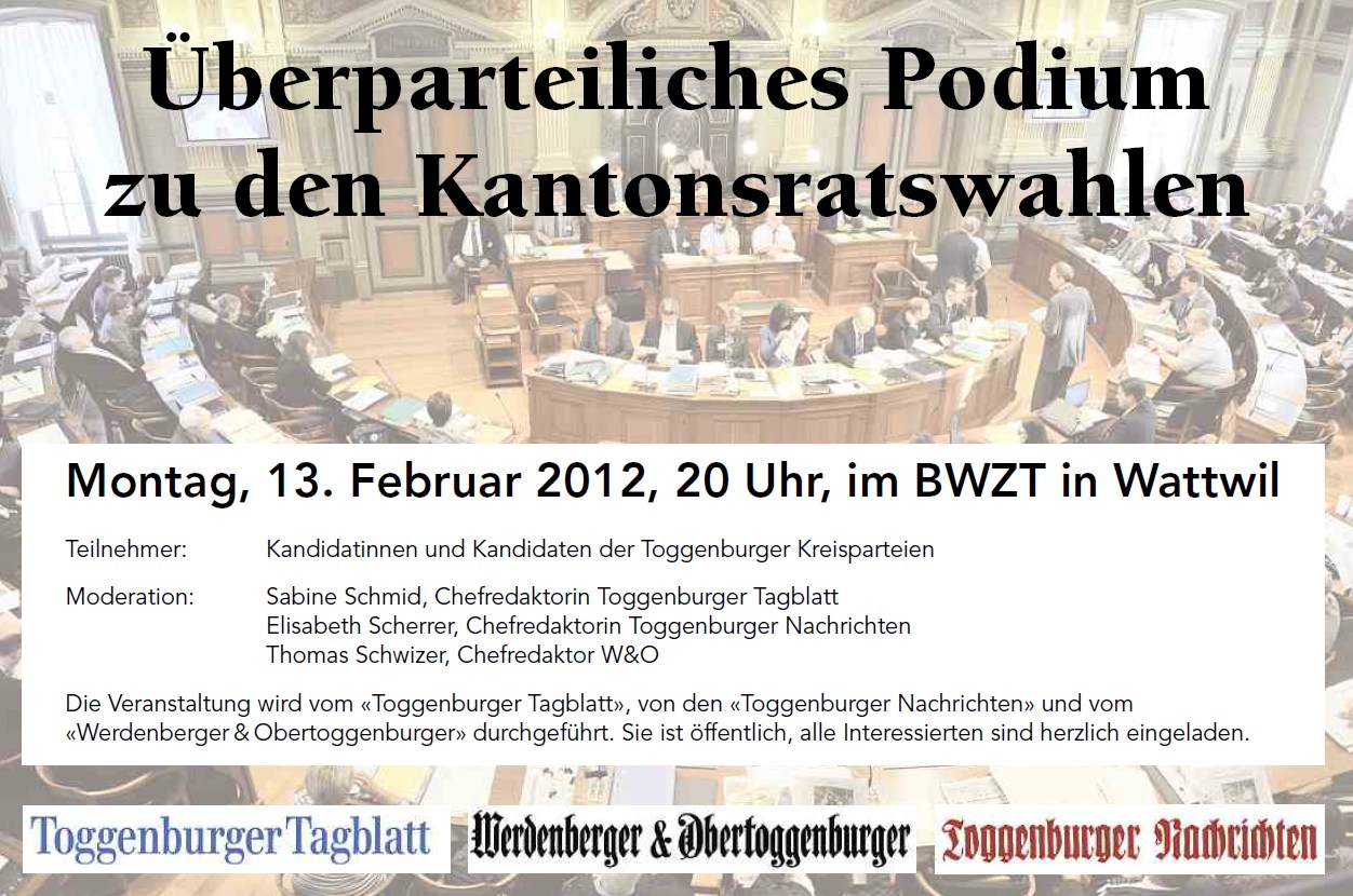 Überparteiliches Kantonsratspodium im BWZT (Freitag, 10.02.2012)