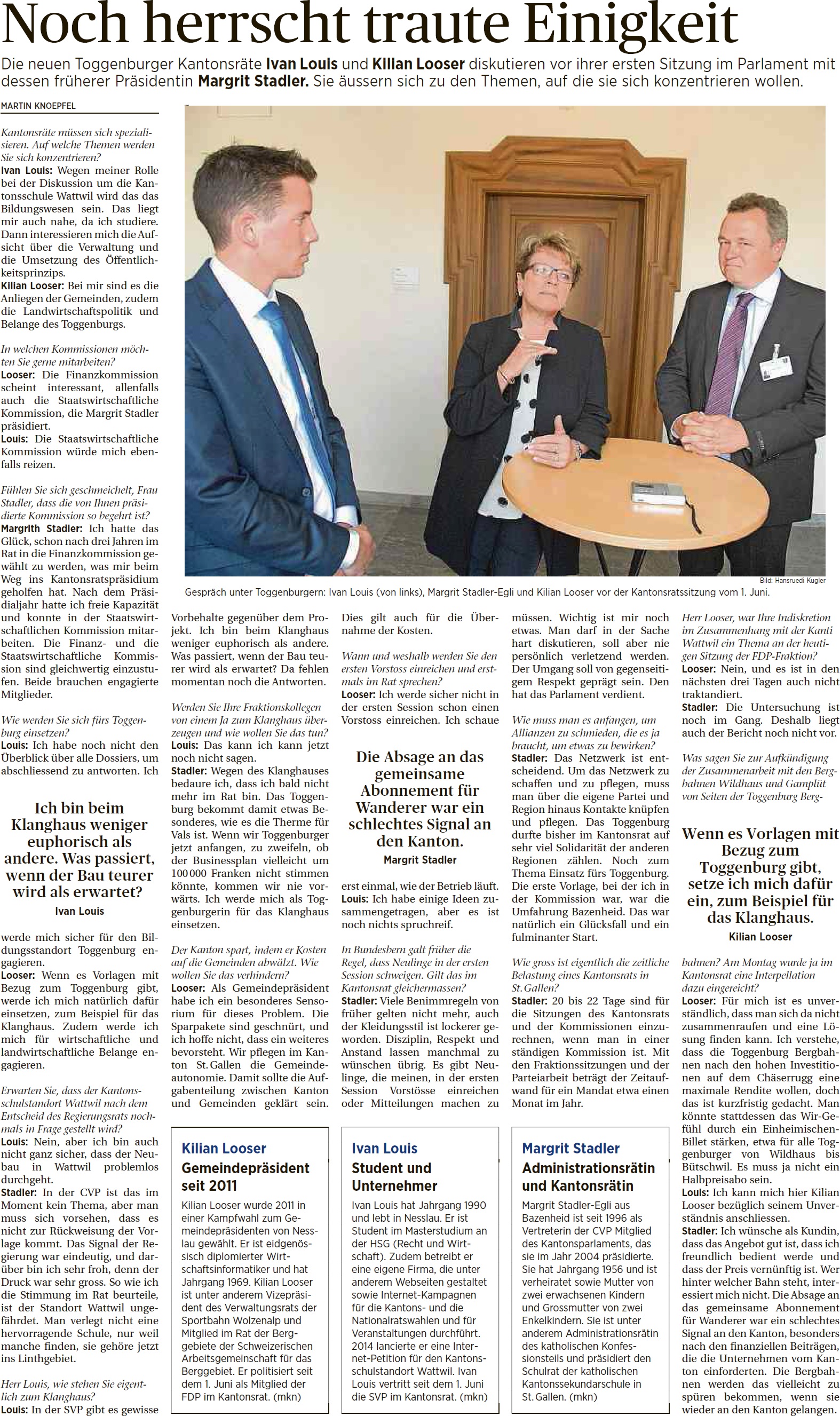 Noch herrscht traute Einigkeit (Mittwoch, 03.06.2015)