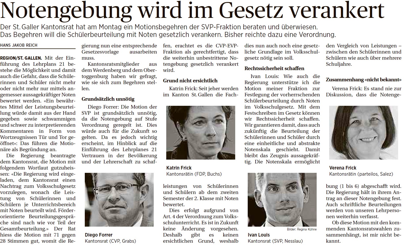 Notengebung wird im Gesetz verankert (Dienstag, 01.12.2015)
