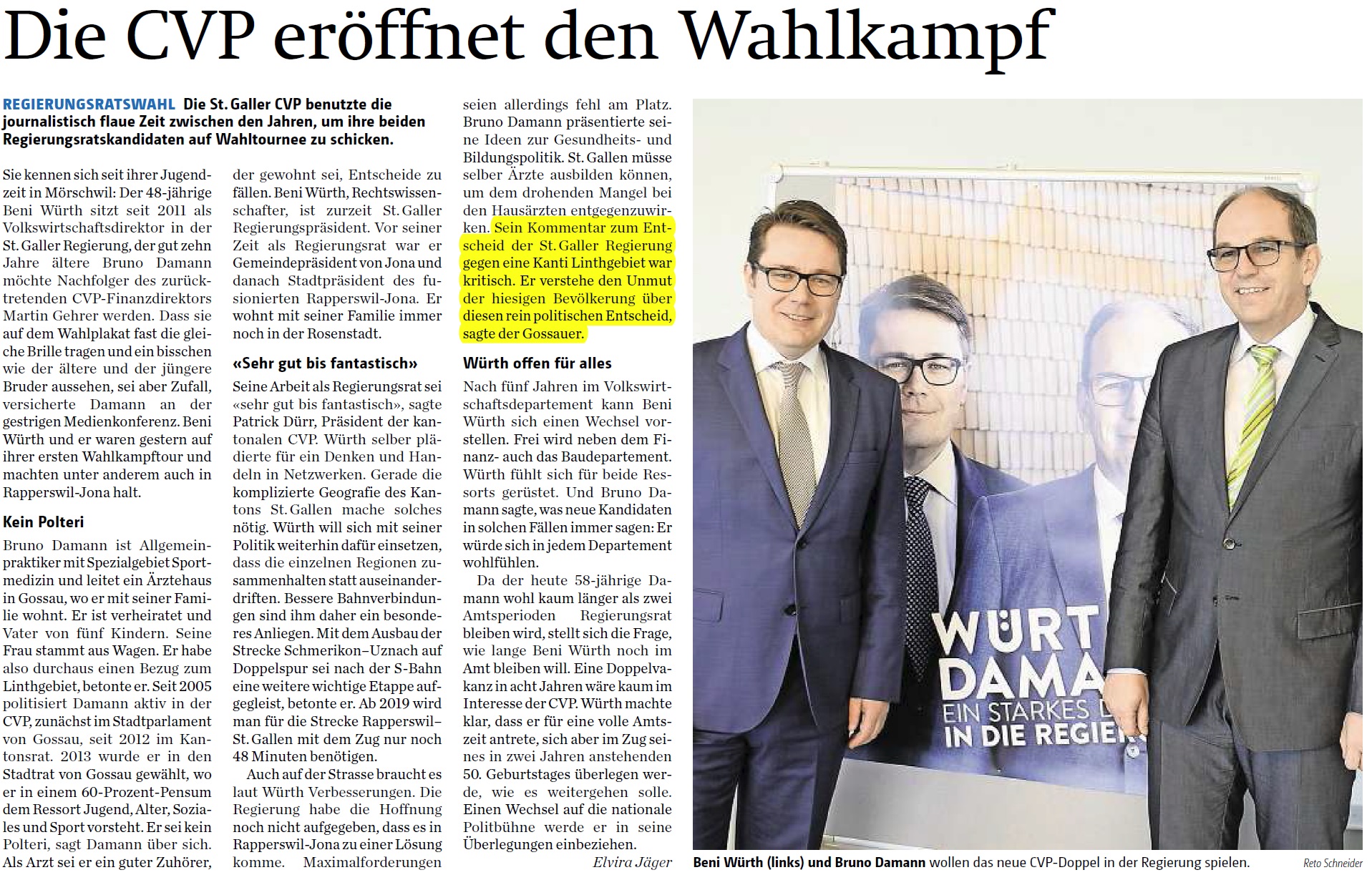 Die CVP eröffnet den Wahlkampf (Dienstag, 29.12.2015)