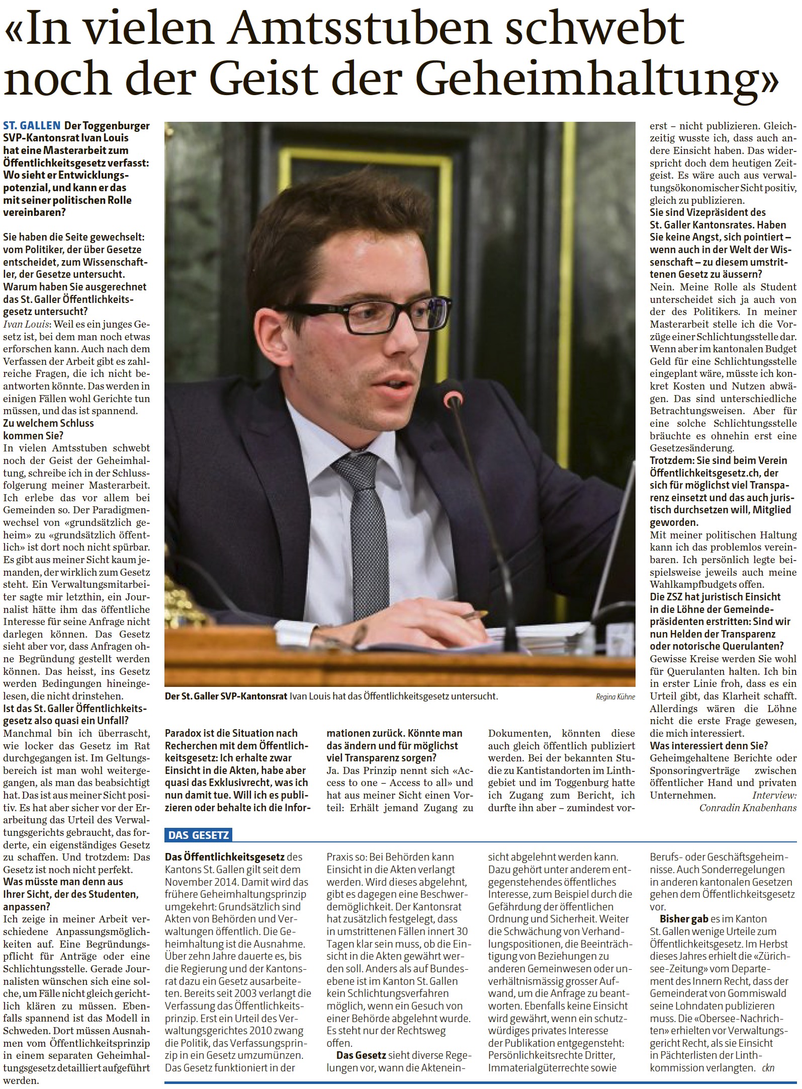 «In vielen Amtsstuben schwebt noch der Geist der Geheimhaltung» (Freitag, 09.12.2016)