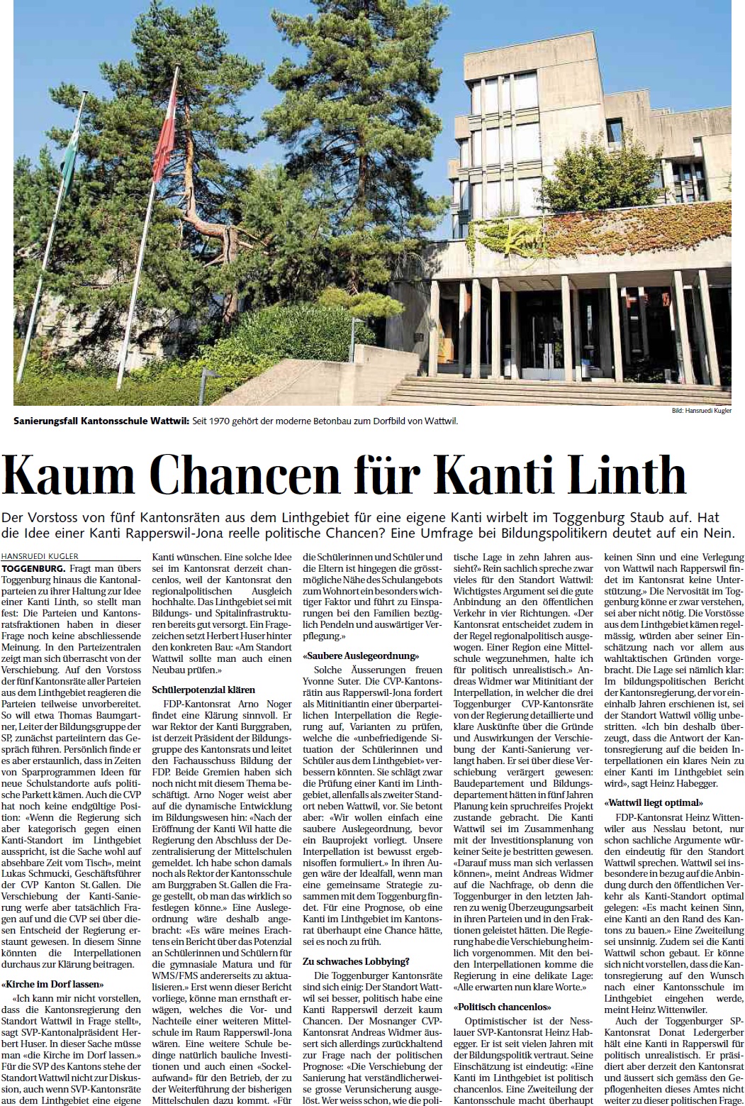 Kaum Chancen für Kanti Linth (Samstag, 15.06.2013)