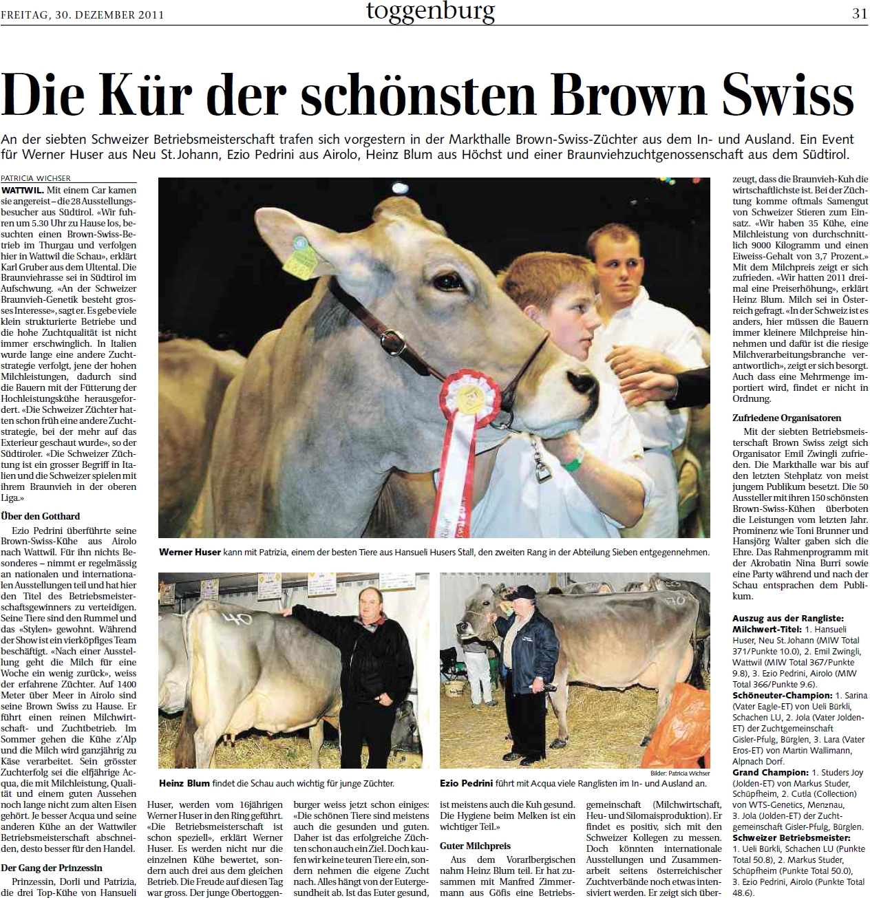 Die Kür der schönsten Brown Swiss (Freitag, 30.12.2011)