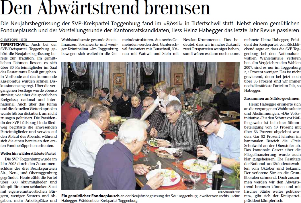 Den Abwärtstrend bremsen (Montag, 09.01.2012)