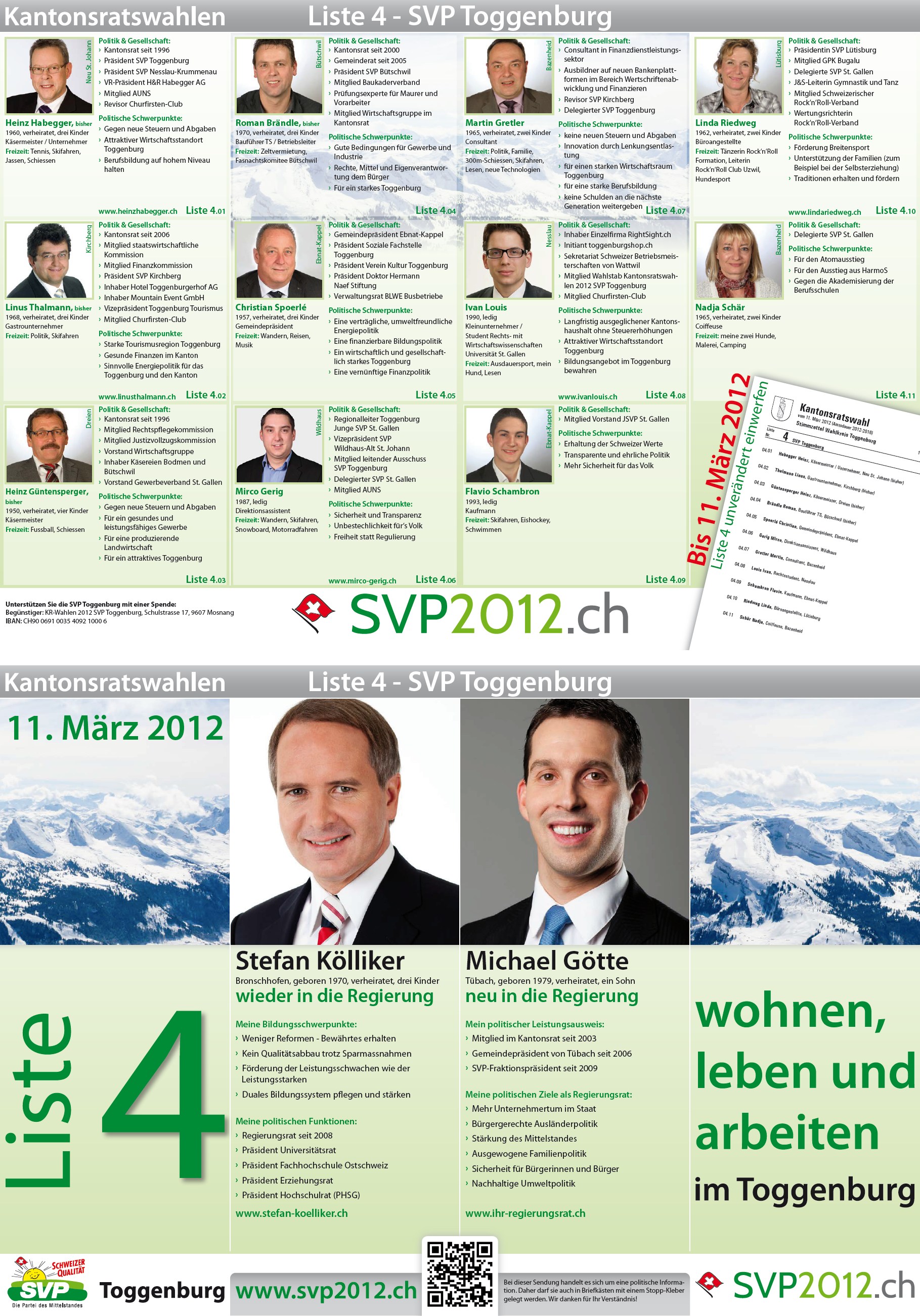 Flyer der SVP Toggenburg in den Haushalten (Montag, 13.02.2012)