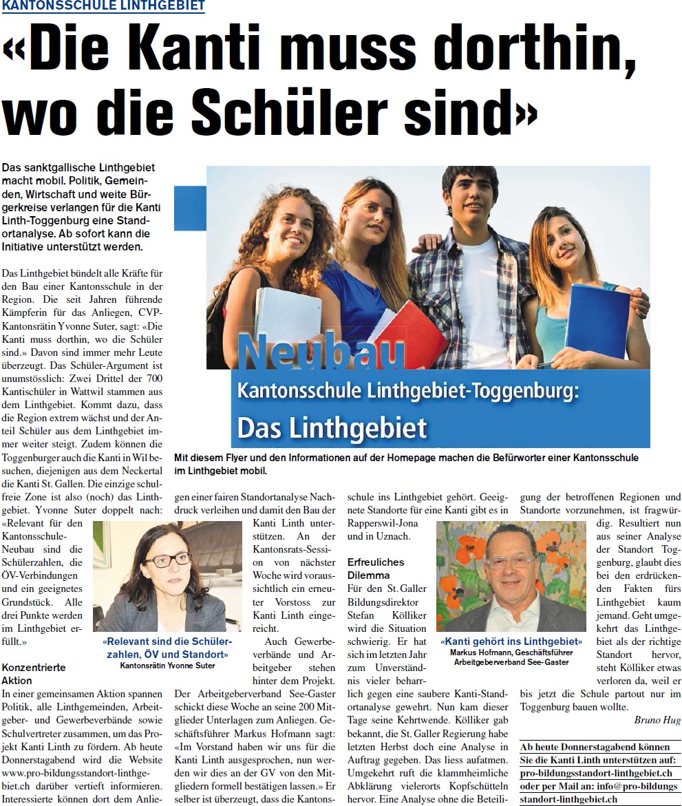 «Die Kanti muss dorthin, wo die Schüler sind» (Freitag, 14.02.2014)