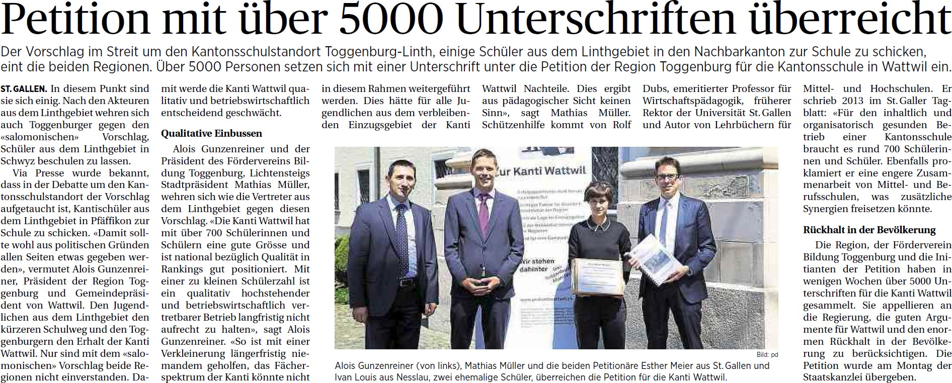 Petition mit über 5000 Unterschriften überreicht (Dienstag, 06.05.2014)